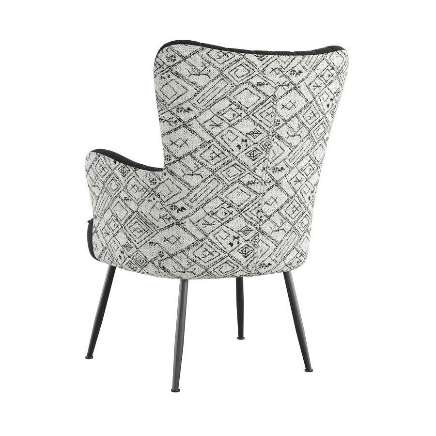 Recycled Black Boho Velvet Mid-Century Modern Chair (2-Pack)