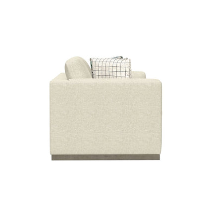 LOVESEAT W /  WOOD BASE & 4 PILLOWS - CREAM