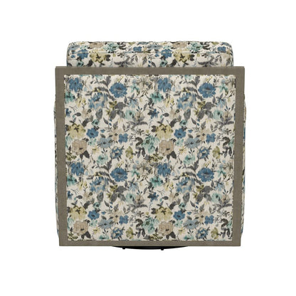 Floral Fabric Swivel Accent Chair Spring Support Pocketed Coil Seat Wood Trim (2-Pack)