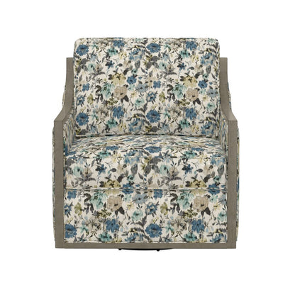 Floral Fabric Swivel Accent Chair Spring Support Pocketed Coil Seat Wood Trim (2-Pack)