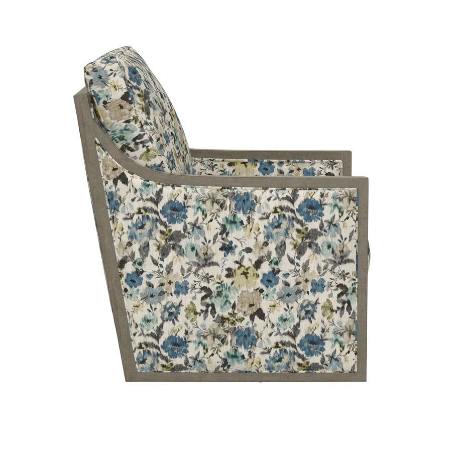 Floral Fabric Swivel Accent Chair Spring Support Pocketed Coil Seat Wood Trim (2-Pack)
