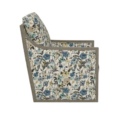Floral Fabric Swivel Accent Chair Spring Support Pocketed Coil Seat Wood Trim (2-Pack)