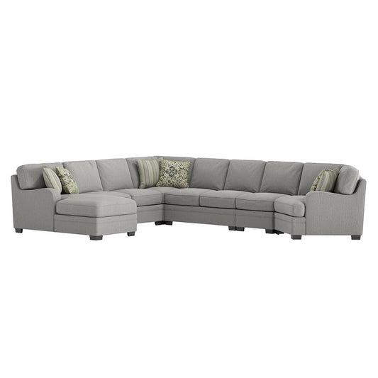 ANALIESE - 6PC MODULAR L-SHAPED SECTIONAL W / 6 PILLOWS  - LT GRAY