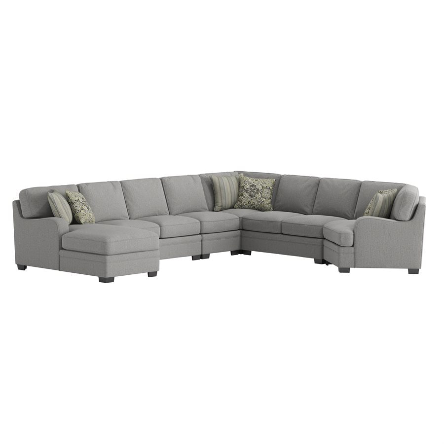 ANALIESE - 6PC MODULAR L-SHAPED SECTIONAL W / 6 PILLOWS  - LT GRAY