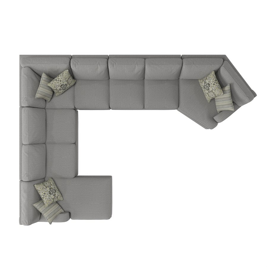 ANALIESE - 6PC MODULAR L-SHAPED SECTIONAL W / 6 PILLOWS  - LT GRAY