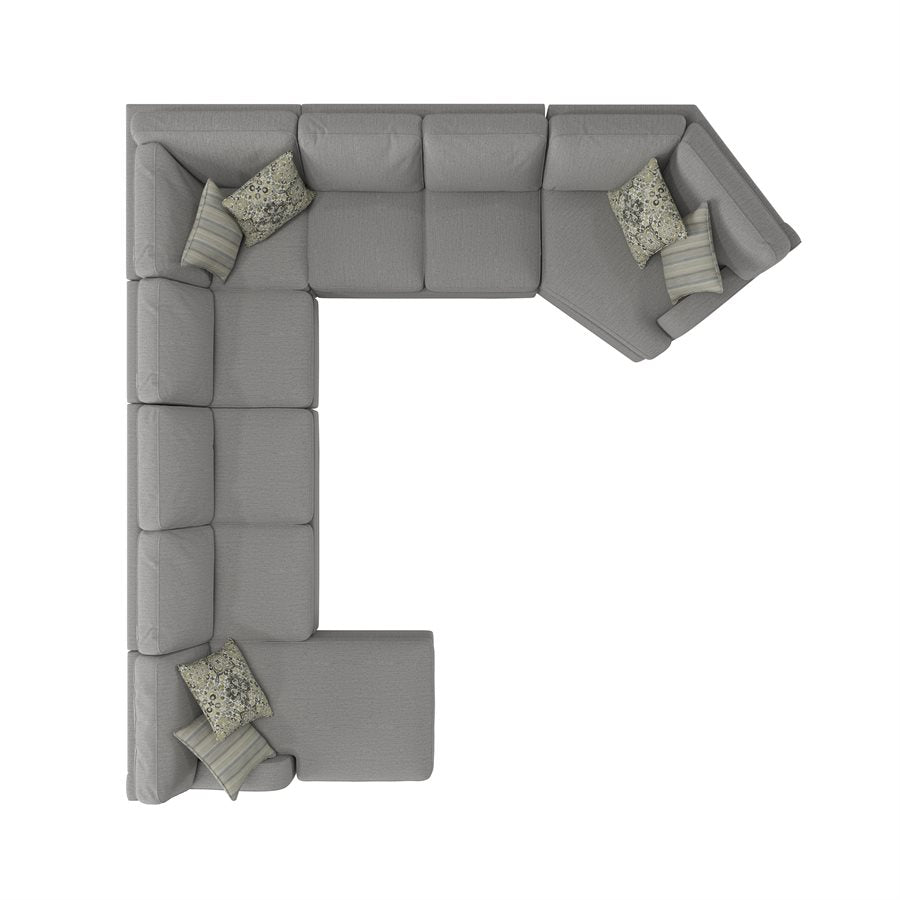 ANALIESE - 6PC MODULAR L-SHAPED SECTIONAL W / 6 PILLOWS  - LT GRAY