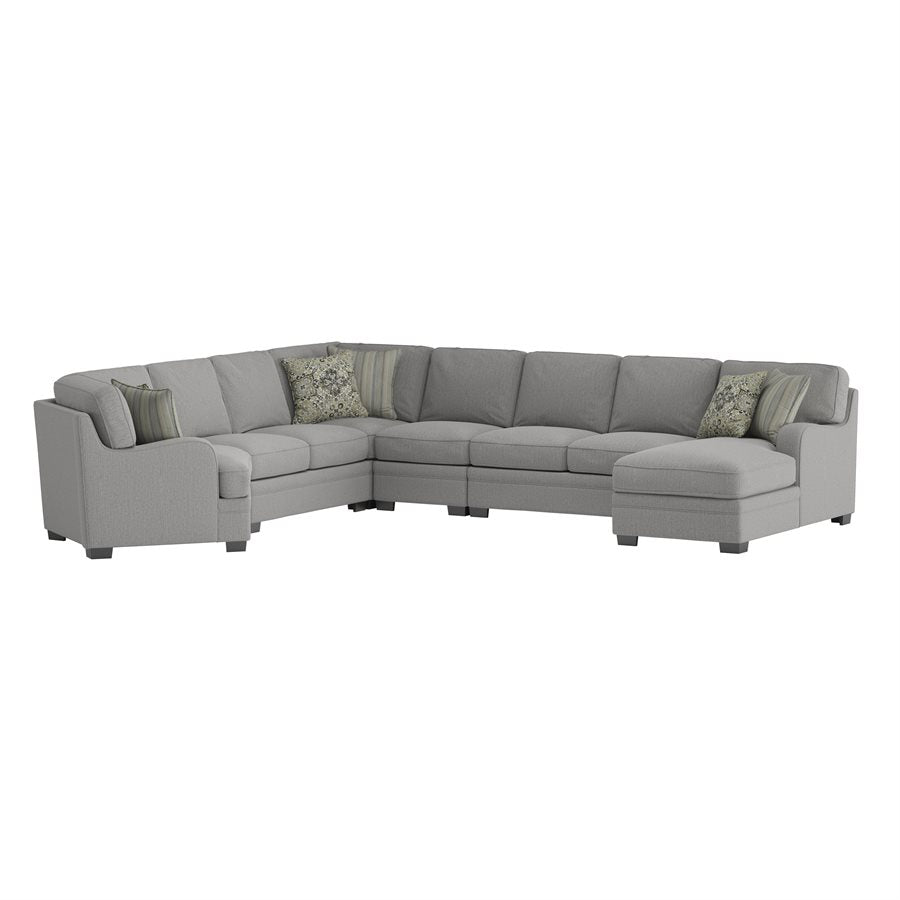 ANALIESE - MODULAR 6PC L-SHAPED SECTIONAL W / 6 PILLOWS  - LT GRAY