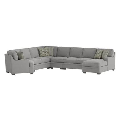 ANALIESE - MODULAR 6PC L-SHAPED SECTIONAL W / 6 PILLOWS  - LT GRAY