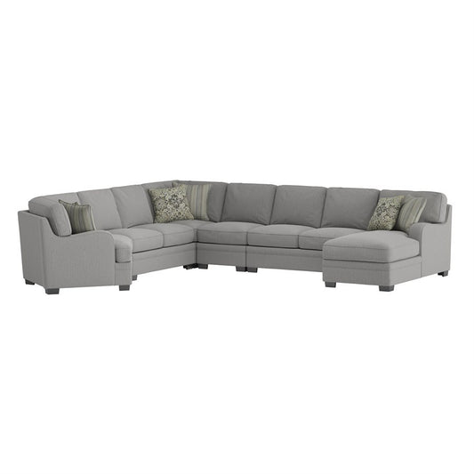 ANALIESE - MODULAR 6PC L-SHAPED SECTIONAL W / 6 PILLOWS  - LT GRAY