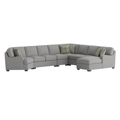 ANALIESE - MODULAR 6PC L-SHAPED SECTIONAL W / 6 PILLOWS  - LT GRAY