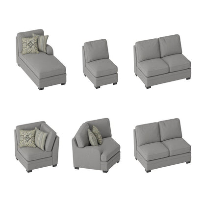 ANALIESE - MODULAR 6PC L-SHAPED SECTIONAL W / 6 PILLOWS  - LT GRAY