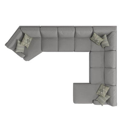 ANALIESE - MODULAR 6PC L-SHAPED SECTIONAL W / 6 PILLOWS  - LT GRAY