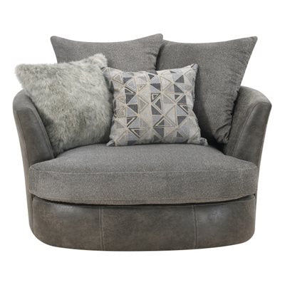 Grey Fabric Accent Chair Spring Support Pocketed Coil Seat (2-Pack)