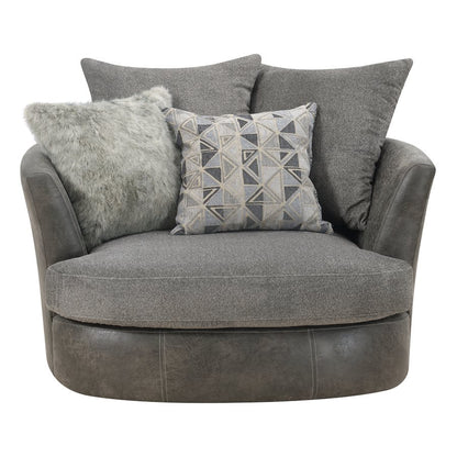 Grey Fabric Accent Chair Spring Support Pocketed Coil Seat (2-Pack)