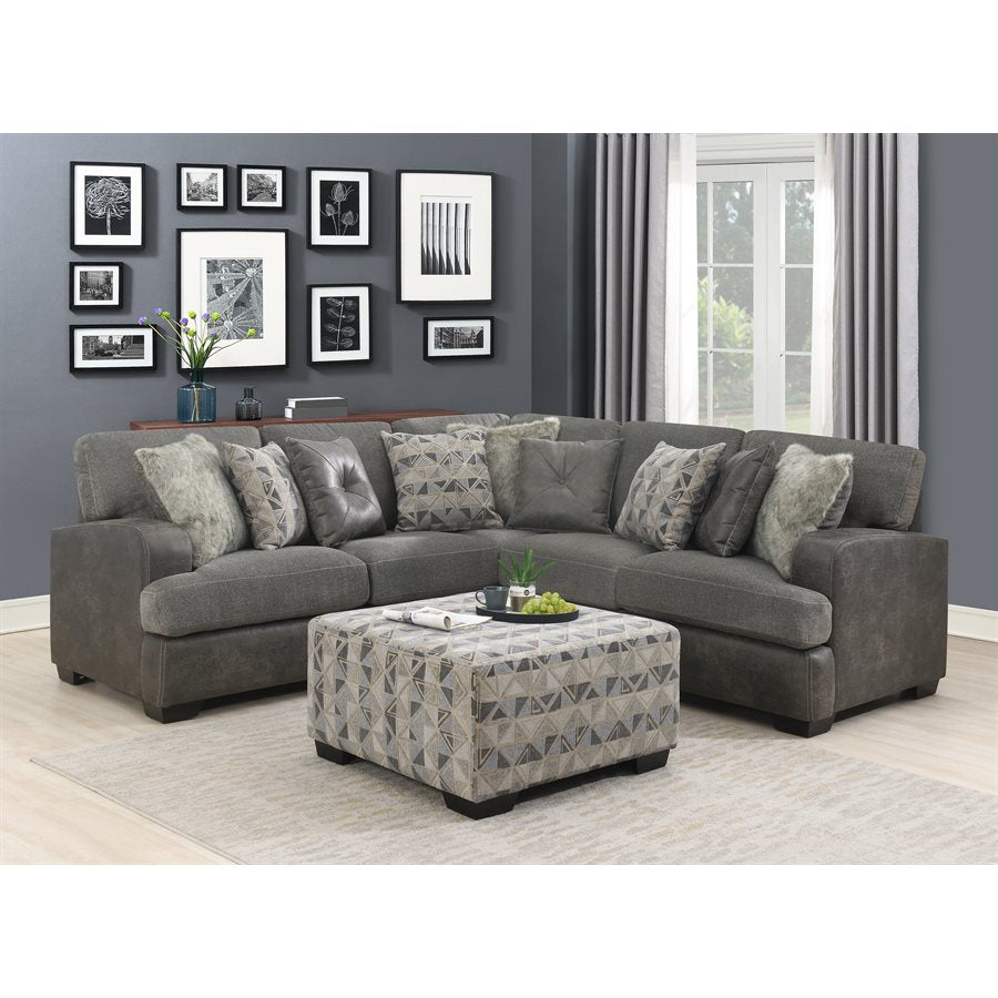 TAMPA - 3PC L-SHAPED SECTIONAL W / 6 PILLOWS - GRAY