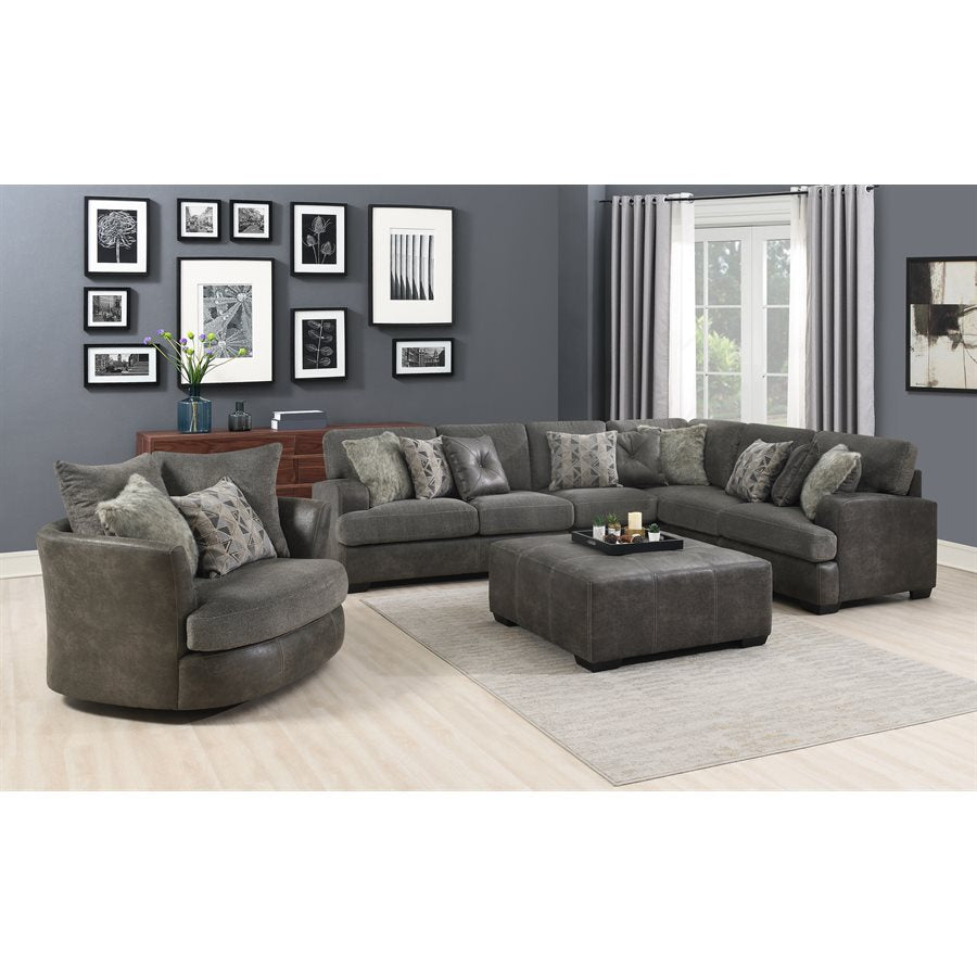 TAMPA - 4PC L-SHAPED SECTIONAL - W / 6 PILLOWS - GRAY