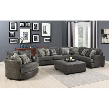 TAMPA - 4PC L-SHAPED SECTIONAL - W / 6 PILLOWS - GRAY