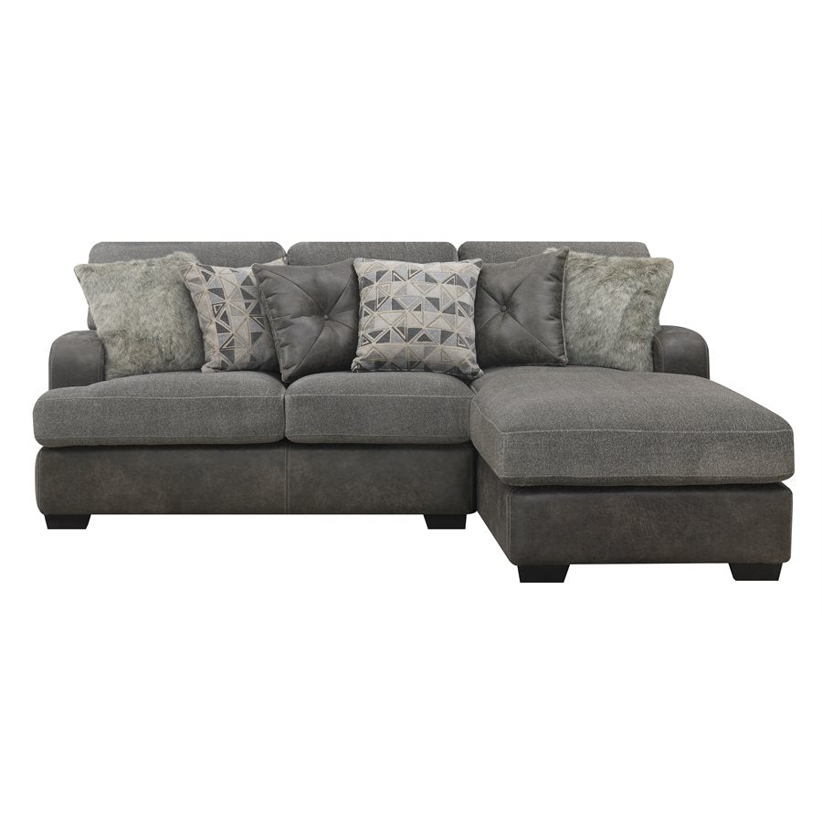 TAMPA - 2PC L-SHAPED SECTIONAL - CHAISE - 6 PILLOWS - GRAY
