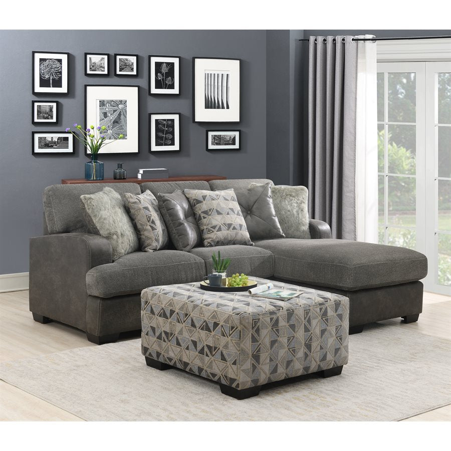 TAMPA - 2PC L-SHAPED SECTIONAL - CHAISE - 6 PILLOWS - GRAY