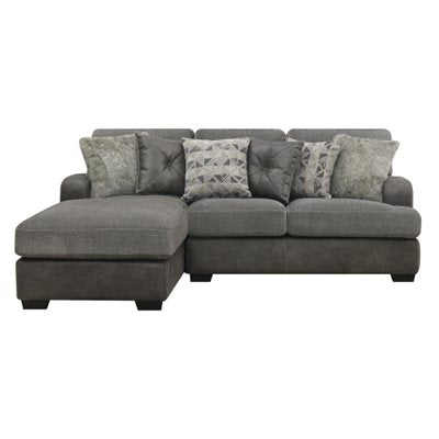 TAMPA - 2PC L-SHAPED SECTIONAL - CHAISE - 6 PILLOWS GRAY