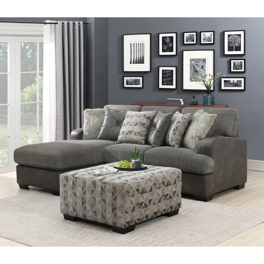 TAMPA - 2PC L-SHAPED SECTIONAL - CHAISE - 6 PILLOWS GRAY