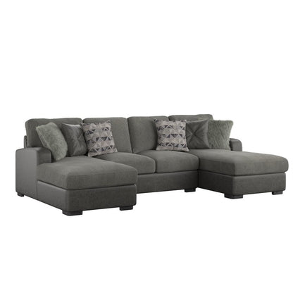 TAMPA - 3PC U-SHAPED SECTIONAL - CHAISE - 6 PILLOWS - GRAY