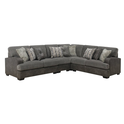 TAMPA - 4PC L-SHAPED SECTIONAL - W / 6 PILLOWS - GRAY