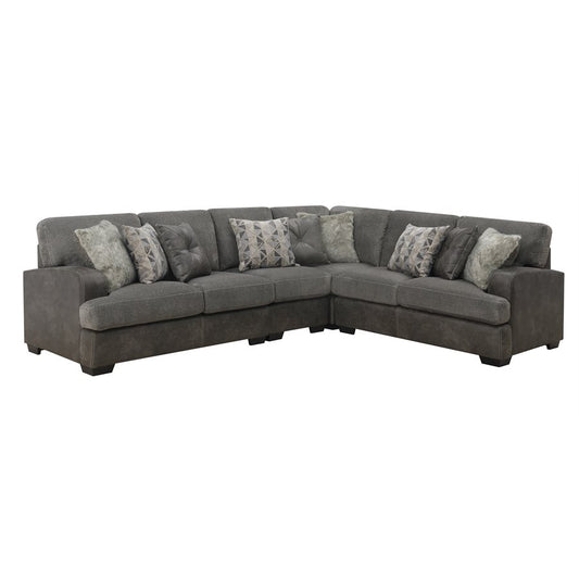 TAMPA - 4PC L-SHAPED SECTIONAL - W / 6 PILLOWS - GRAY