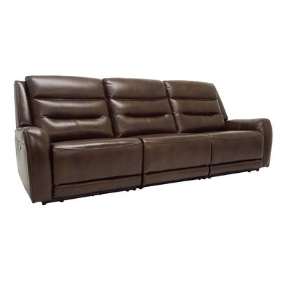 3PC - DUAL POWER SOFA W /  2 RECLINERS - BROWN LEATHER