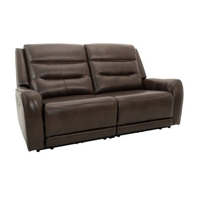 2PC - DUAL POWER LOVESEAT W /  2 RECLINERS - BROWN LEATHER