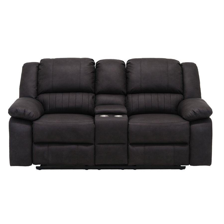 MOTION CONSOLE LOVESEAT - BLACK - 2 Recliners