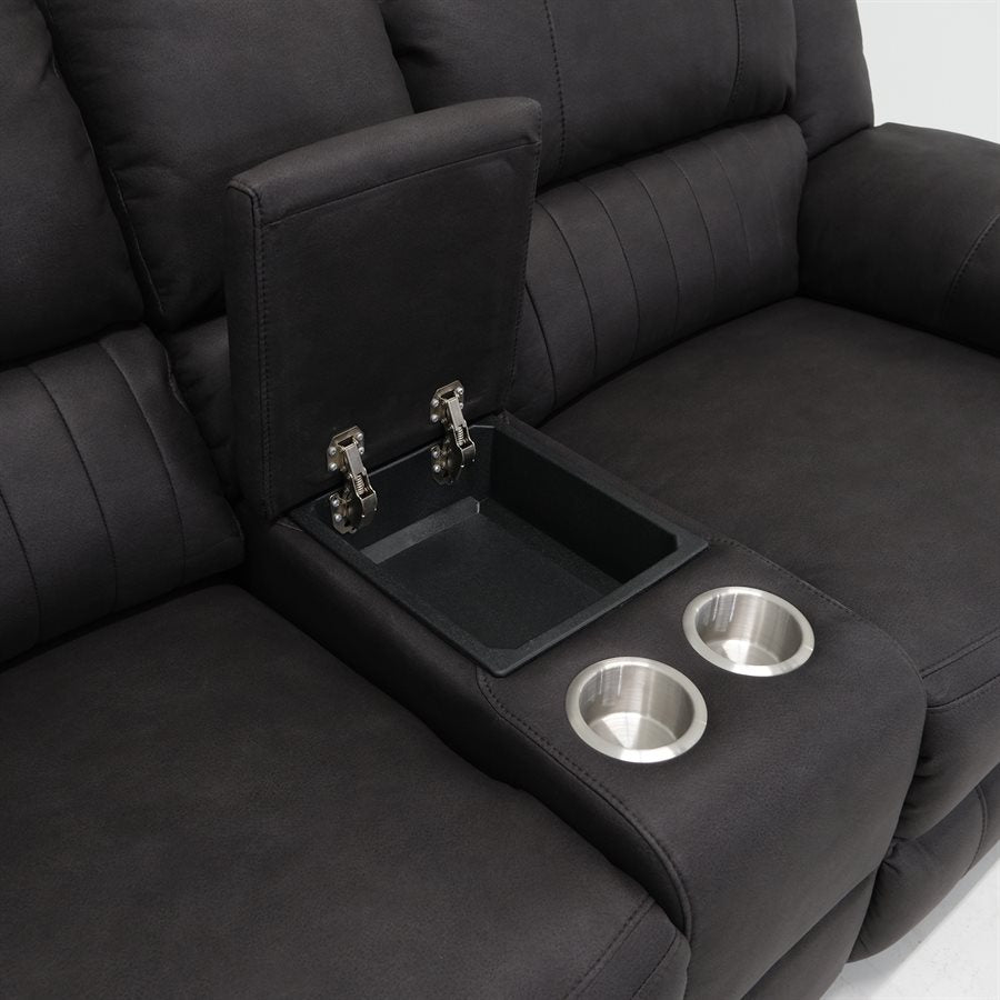 MOTION CONSOLE LOVESEAT - BLACK - 2 Recliners