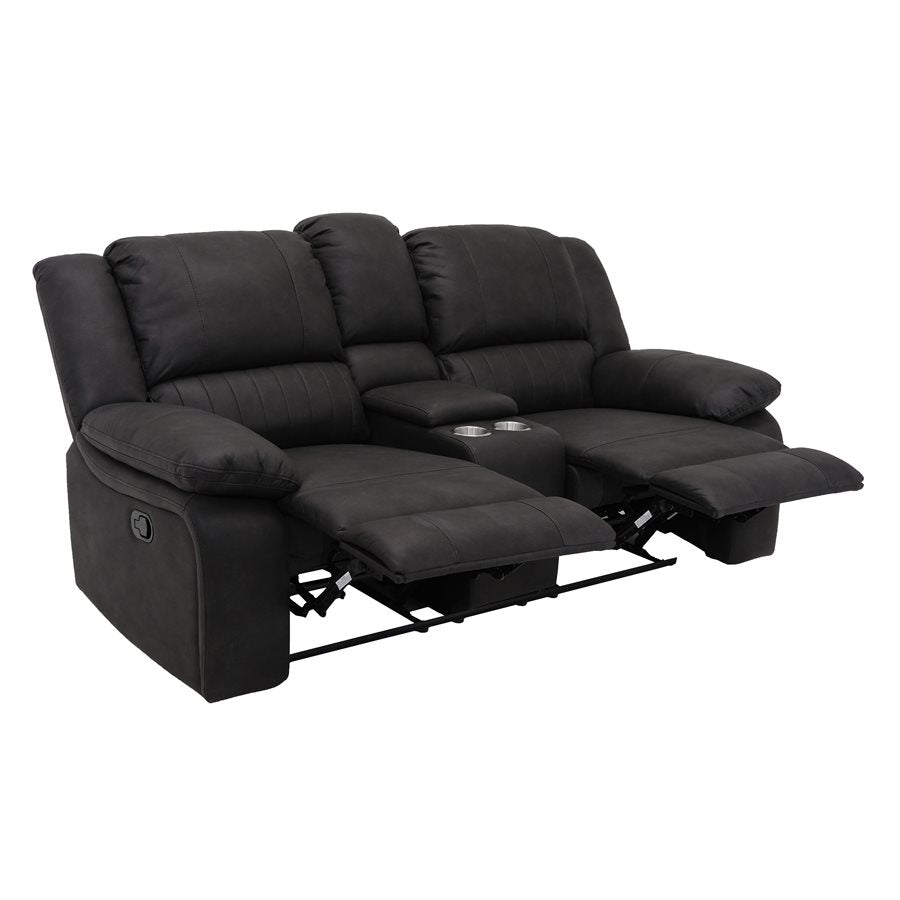 MOTION CONSOLE LOVESEAT - BLACK - 2 Recliners
