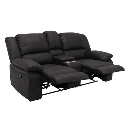 MOTION CONSOLE LOVESEAT - BLACK - 2 Recliners