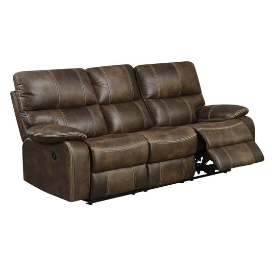 POWER SOFA W / USB POWER OUTLET - BROWN - 2 Recliners