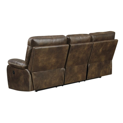 POWER SOFA W / USB POWER OUTLET - BROWN - 2 Recliners