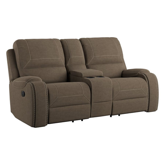 MOTION LOVESEAT W /  CONSOLE & USB - BROWN - 2 Recliners