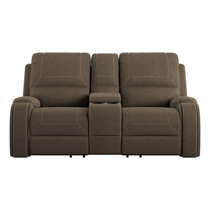 MOTION LOVESEAT W /  CONSOLE & USB - BROWN - 2 Recliners