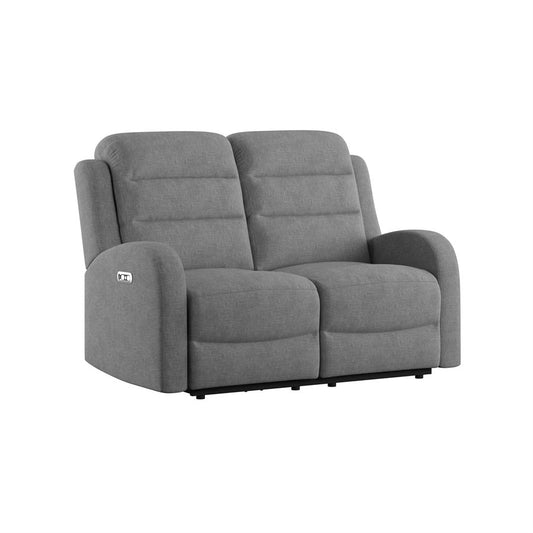 POWER LOVESEAT W / 2 POWER HEADREST - GREY - 2 Recliners