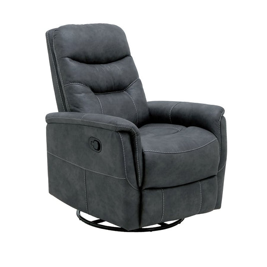 Charcoal Faux Leather Accent Chair Motion Glider Swivel Recliner