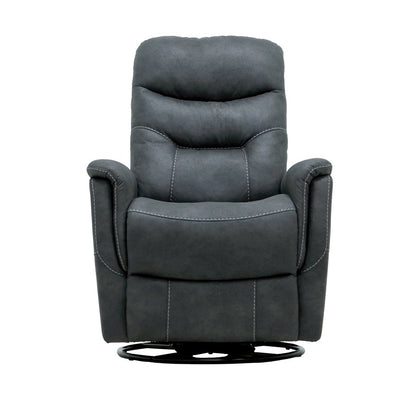Charcoal Faux Leather Accent Chair Motion Glider Swivel Recliner