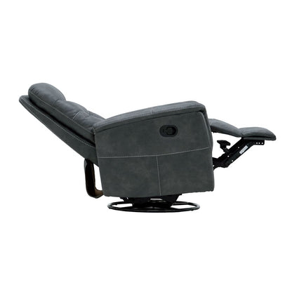Charcoal Faux Leather Accent Chair Motion Glider Swivel Recliner