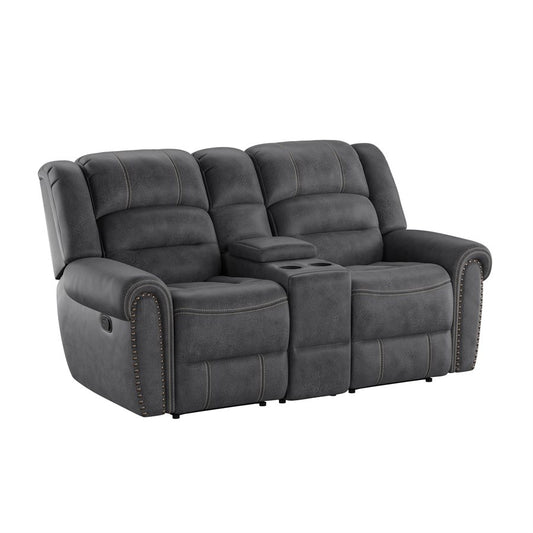 MOTION GLIDER LOVESEAT W / CONSOLE - GREY - 2 Recliners