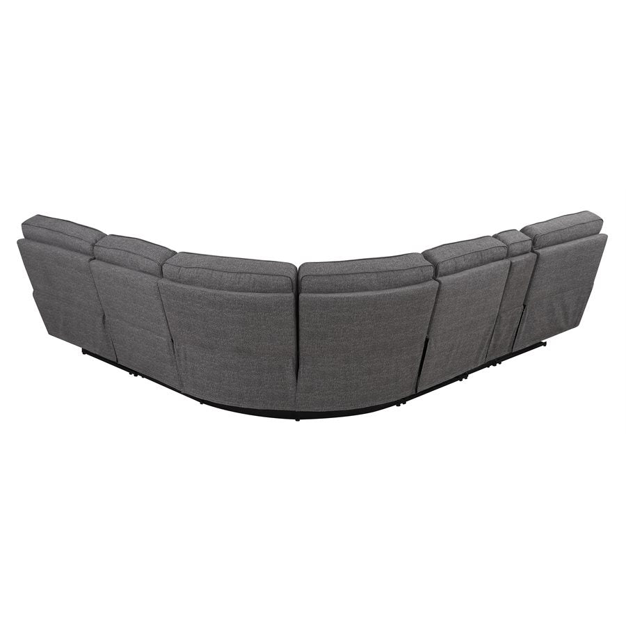 ALBERTA 6PC SECTIONAL - GREY - 3 Recliners - Console