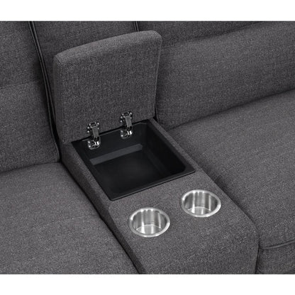ALBERTA - 6PC RECLINING SOFA - 2 CONSOLES - GREY - 4 Recliners