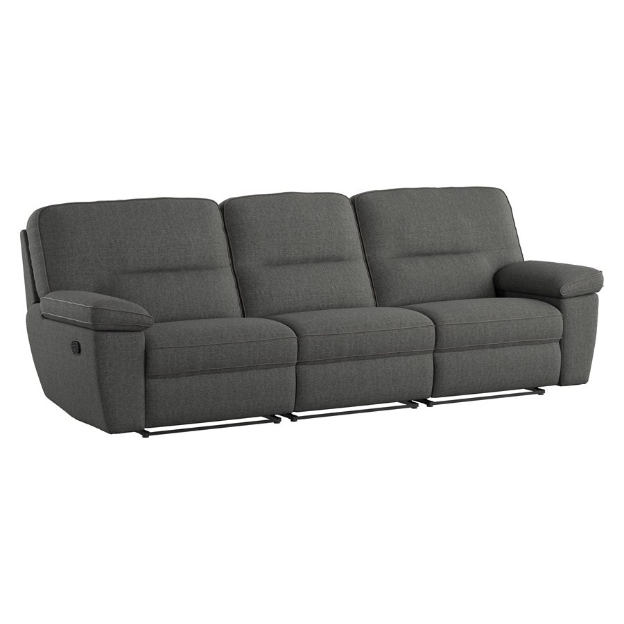 ALBERTA - 3PC SOFA - GREY - 3 Recliners