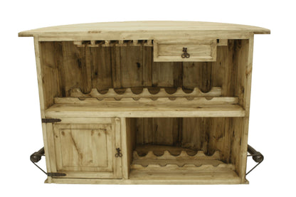 Curved Wooden Bar with a Foot Rail 63"x31"x42"