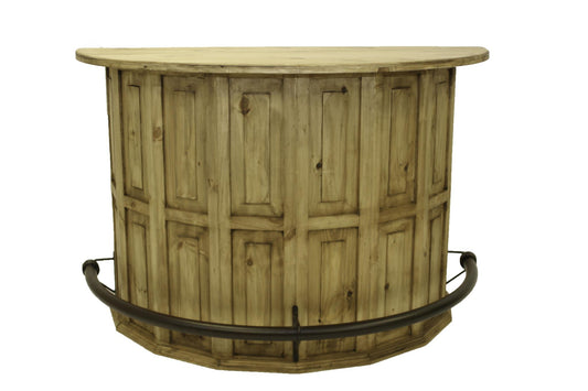 Curved Wooden Bar with a Foot Rail 63"x31"x42"