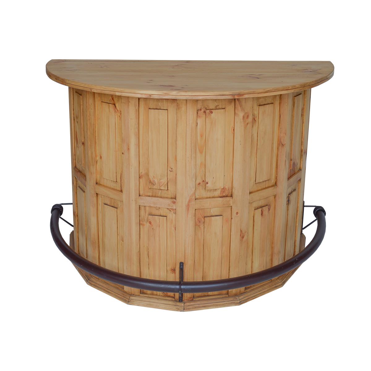 Curved Wooden Bar with a Foot Rail 63"x31"x42"