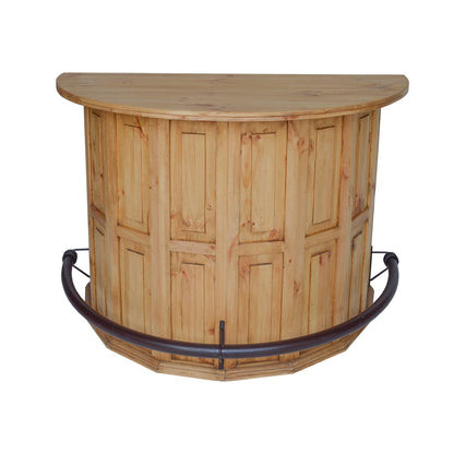 Curved Wooden Bar with a Foot Rail 63"x31"x42"